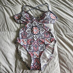 Michael Kors Santorini Sunset Cut Out 1-Piece Swim Sz 4